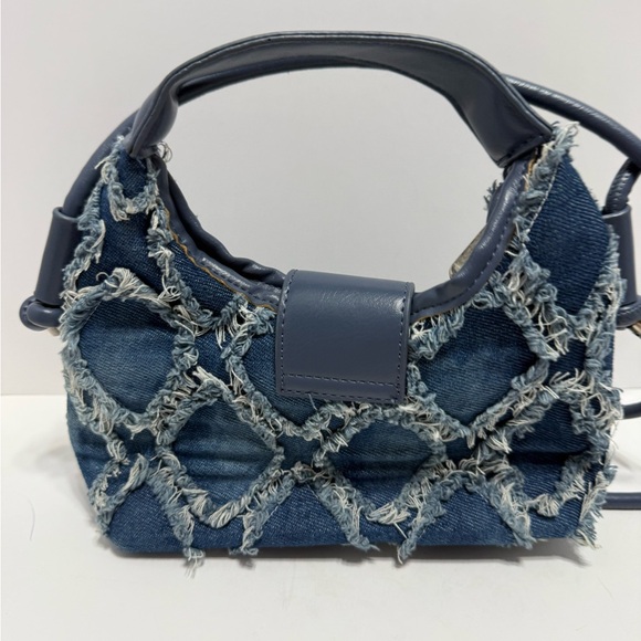 Chic Blue Denim Shoulder Bag, Boho, Cottagecore, 8 in x 5 in, Super Cute! - Picture 2 of 8